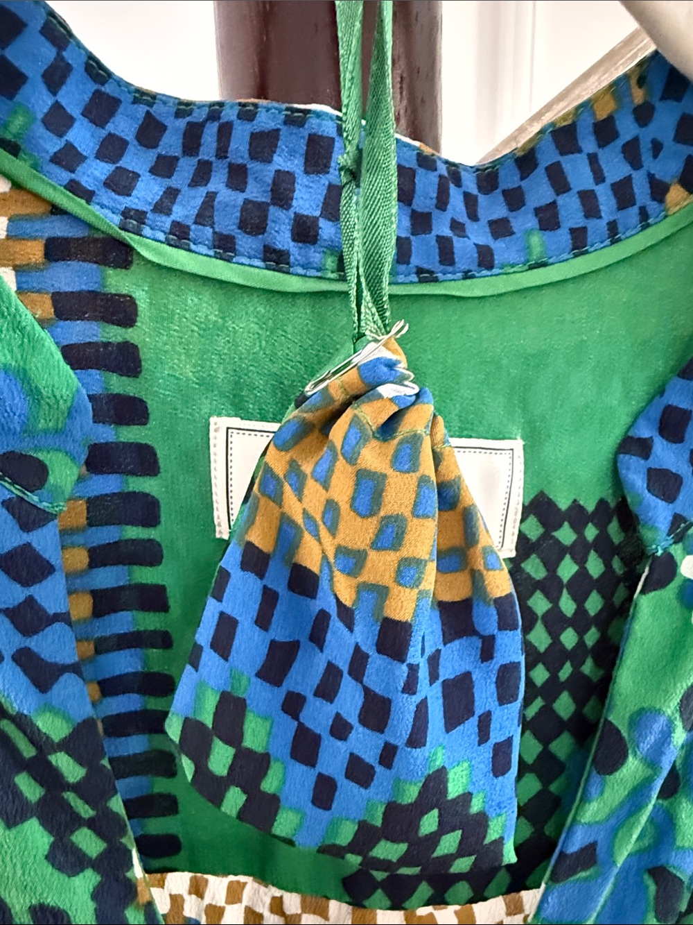 Moulinette Soeurs Green and Blue Printed Button-Front Dress - Picture 6 of 9